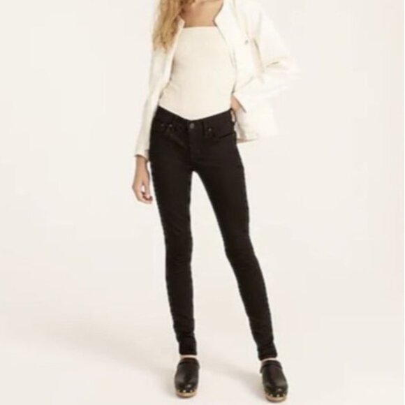 J Crew 8" Toothpick Skinny Jeans Womens Size 26 Waist Black High Rise - Picture 1 of 10